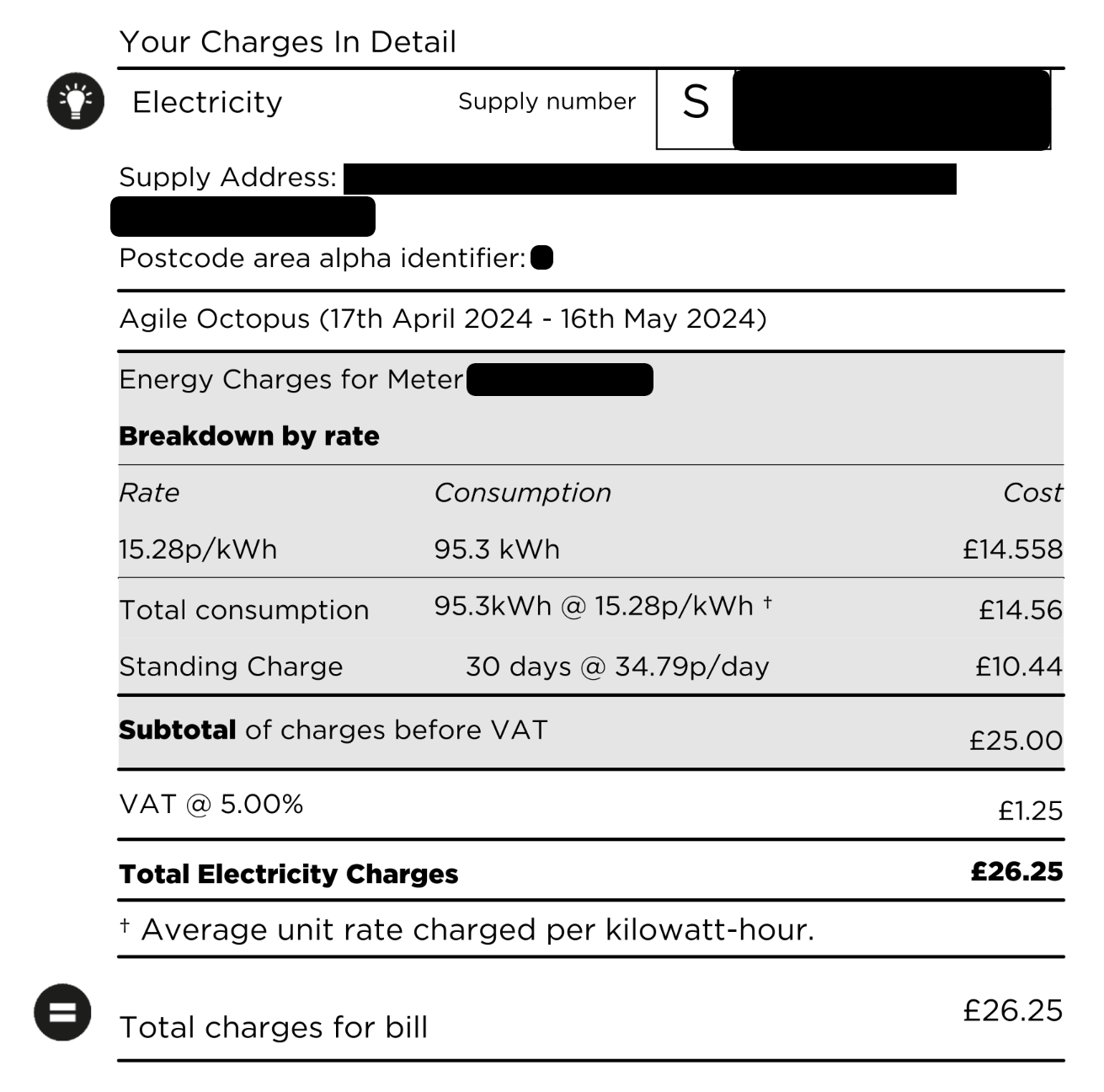A real bill screenshot showing that the print_bill() method will show the the same figures as the real bill.
